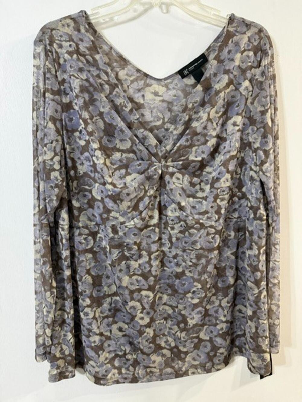 NWT INC International Concepts Women's Sheer Floral Long Sleeve-Size 1X